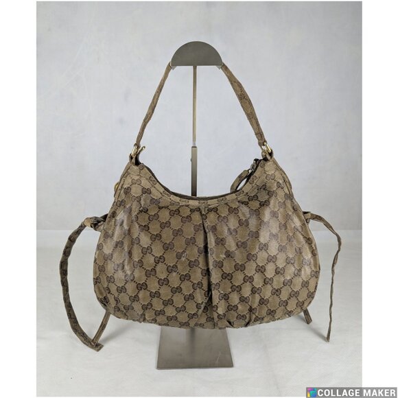 Authentic GUCCI Beige/Ebony Crystal Web Stripe Small Shoulder Bag Made in Italy - Picture 2 of 15